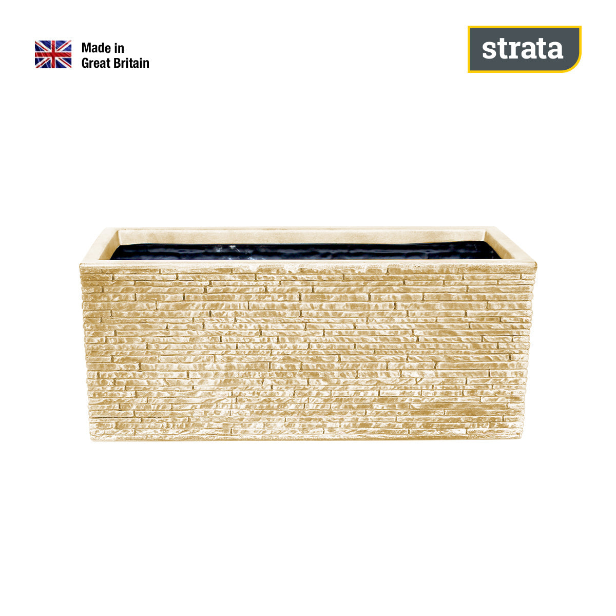 Rectangular ash effect beige plastic planter pot GN576 STRATA