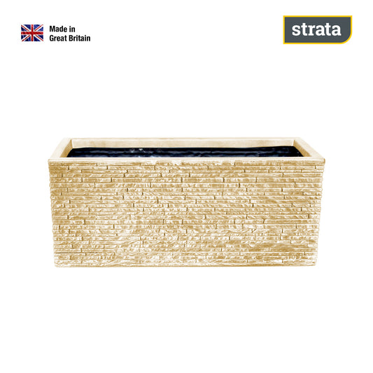 Rectangular ash effect beige plastic planter pot GN576 STRATA