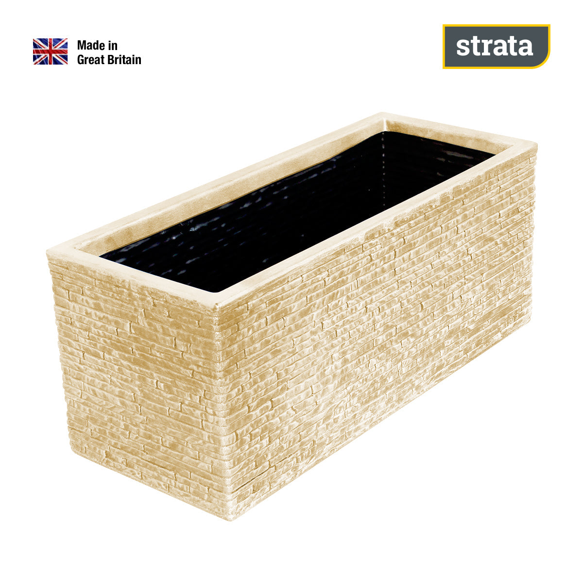 Rectangular ash effect beige plastic planter pot GN576 STRATA