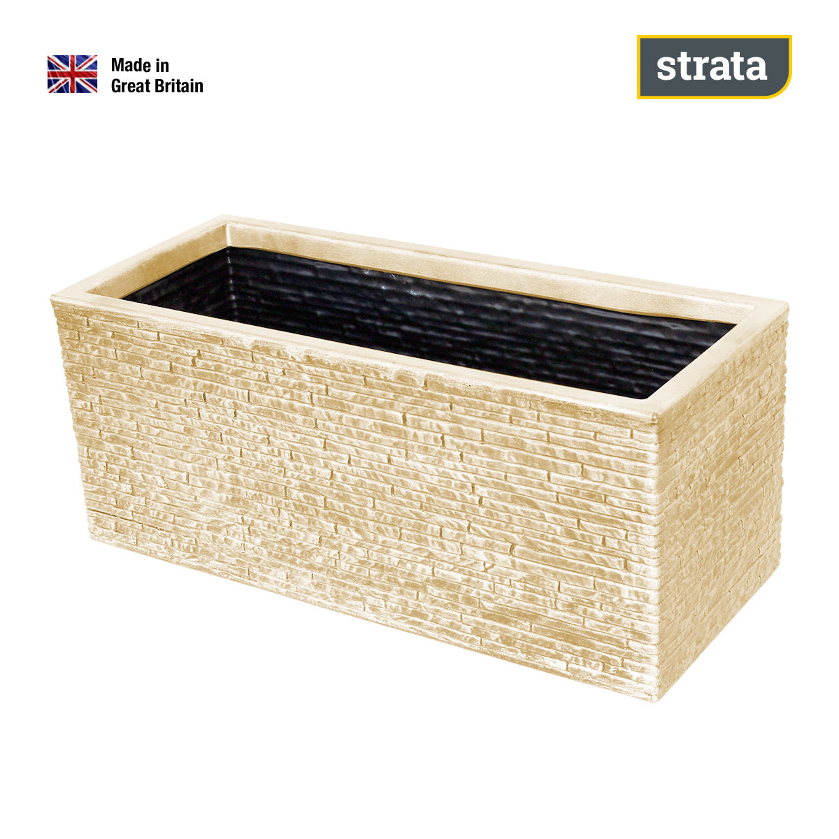 Rectangular ash effect beige plastic planter pot GN576 STRATA