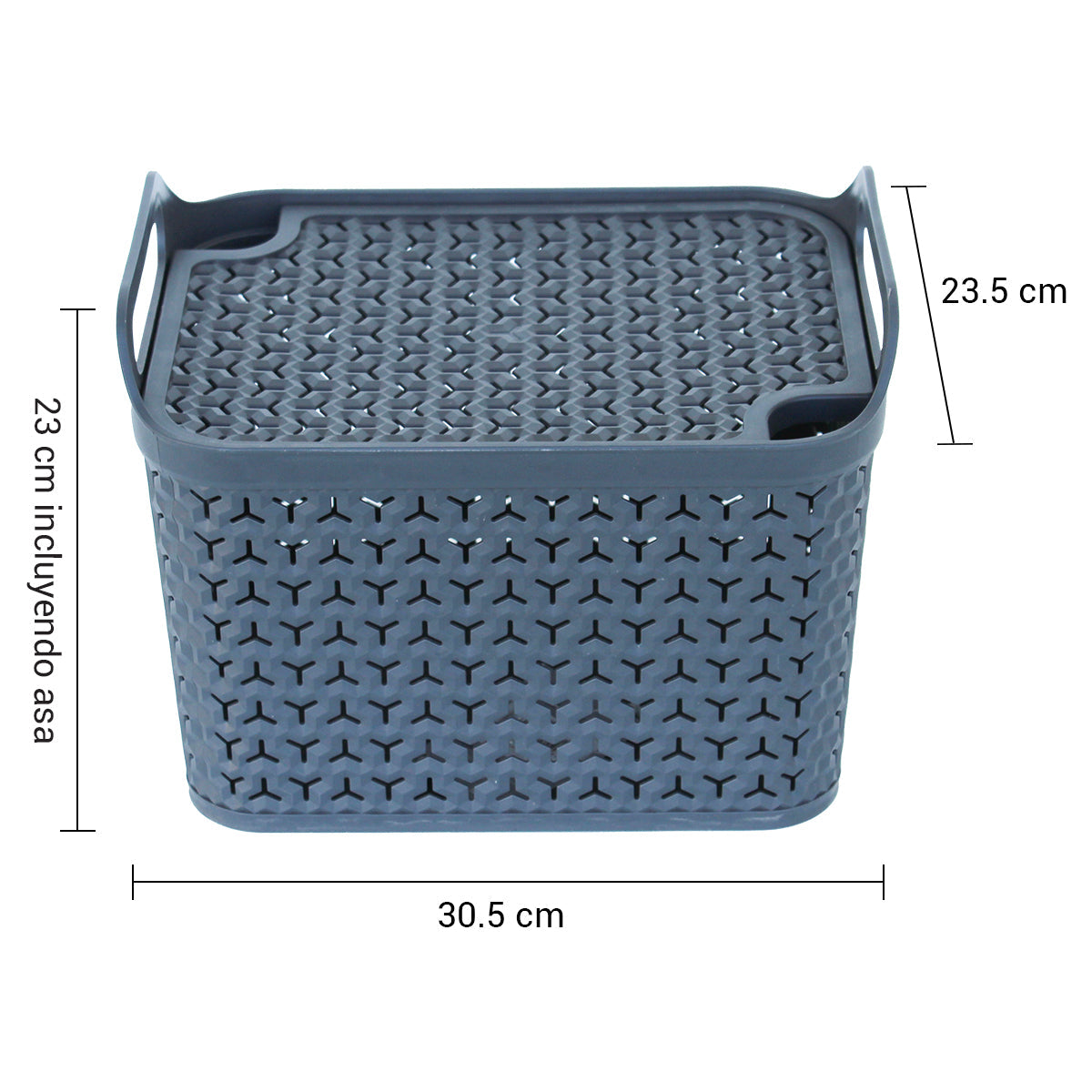 Sturdy recycled plastic basket Gray Girl STRATA