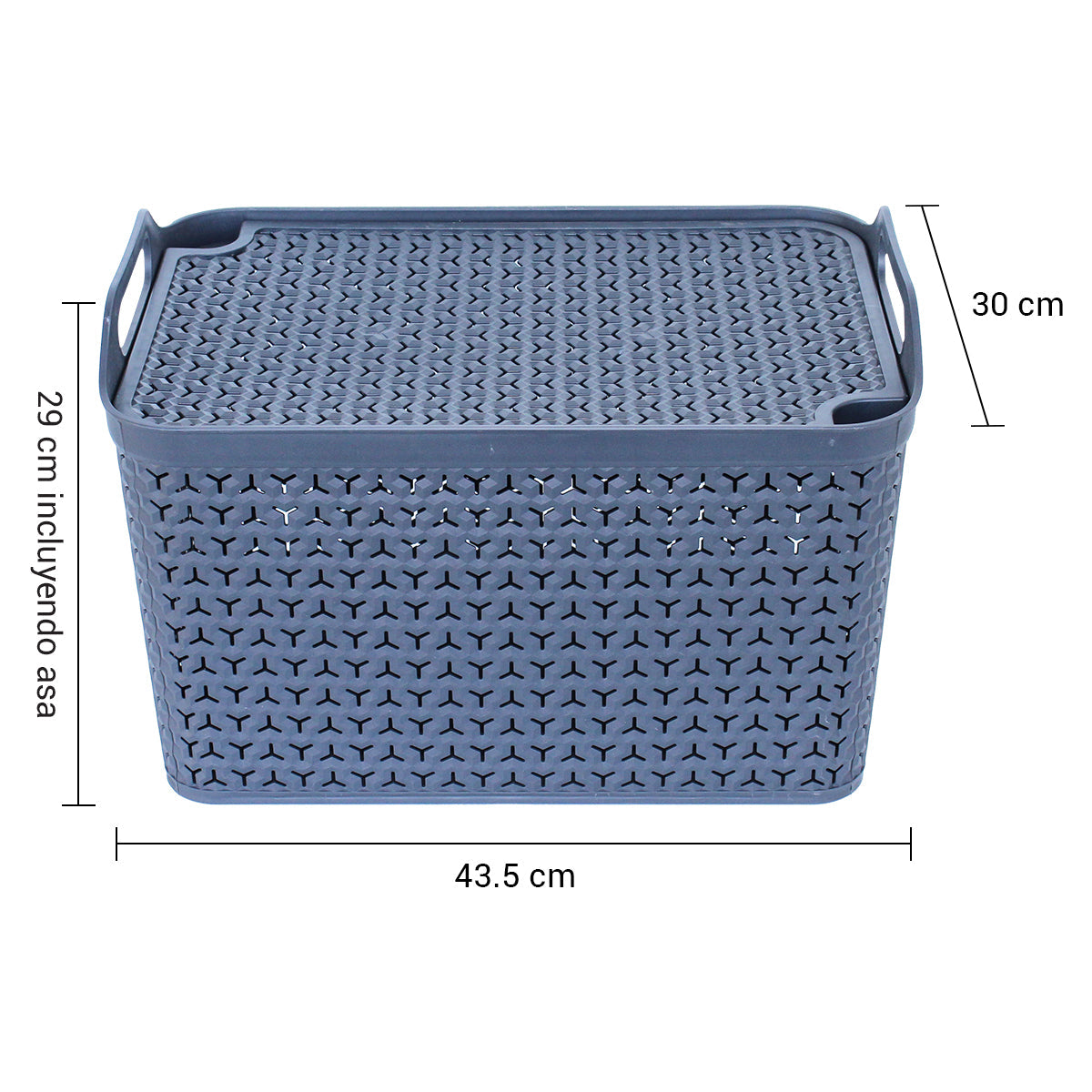 Sturdy recycled plastic basket Large Gray STRATA