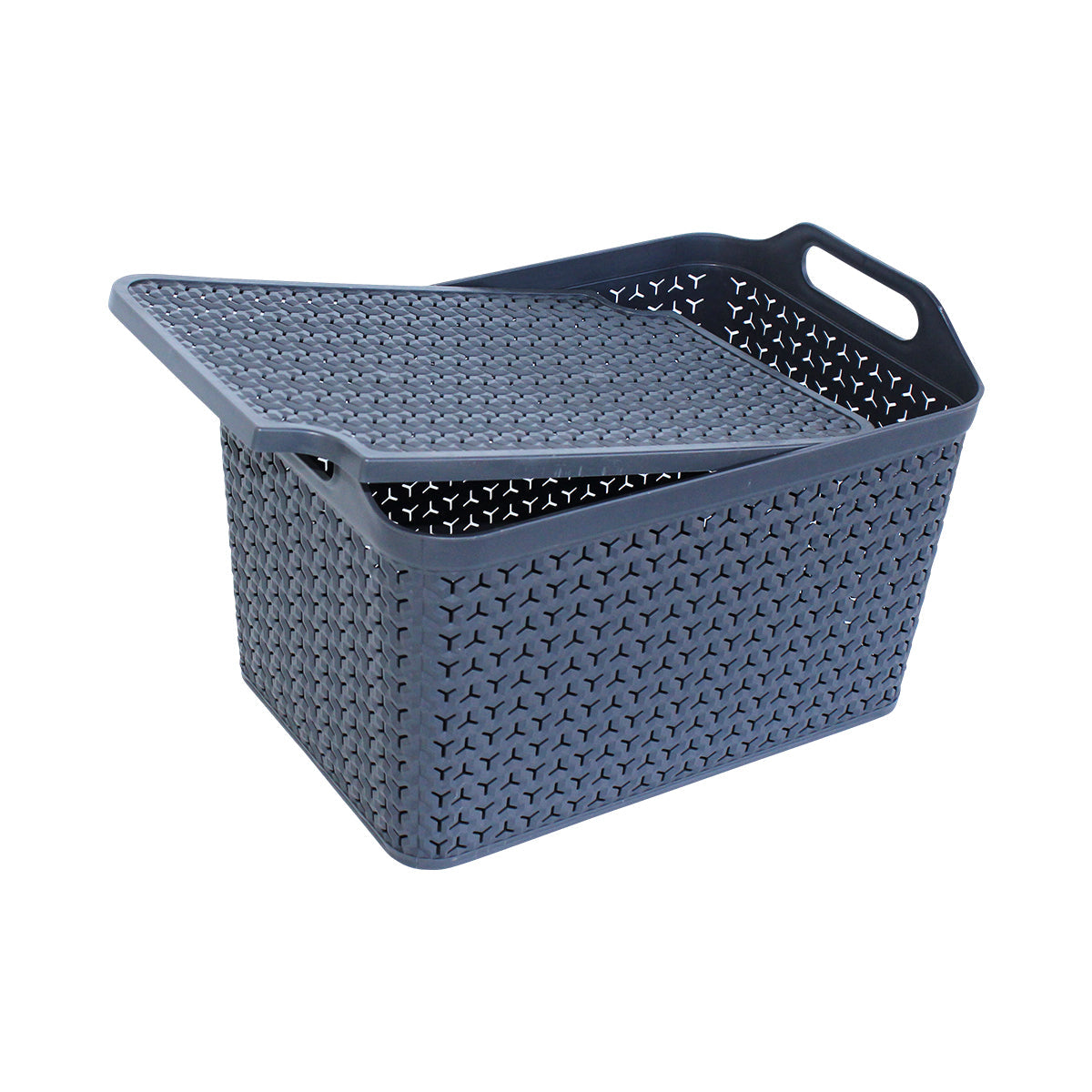 Sturdy recycled plastic basket Large Gray STRATA